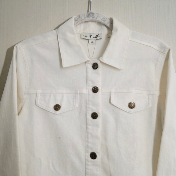 Simply Noelle Ivory Denim Lace Jacket S/M - Picture 3 of 10